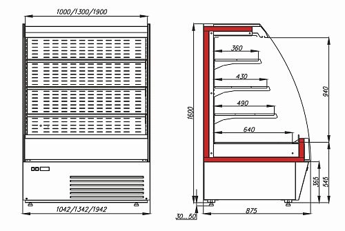Витрина холодильная пристенная CARBOMA F 16-08 VM 1,9-2 0020 (1600/875 ВХСп-1,9 cтеклопакет)