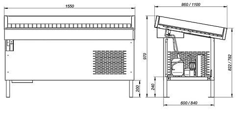 0fe8a239a4f6a5fb9e4a897ddf1b00f0.webp Прилавок рыба на льду МАРИХОЛОДМАШ ПХС-1,55/1,1 встр хол