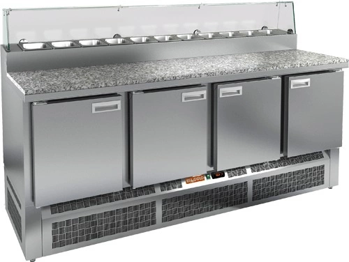 Стол для пиццы HICOLD PZE2-1111/GN (1/6H) камень со стеклом