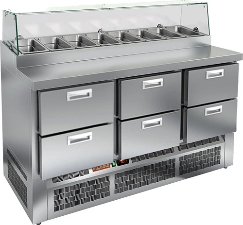 Стол для пиццы HICOLD PZE1-222/GN (1/3H) со стеклом