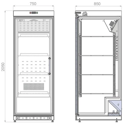 Шкаф морозильный KIFATO Арктика 750х800х2050 НТ стеклянная дверь