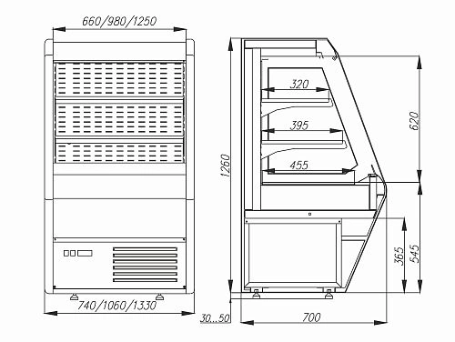 zqi299sgcbpmc3pip7phxgxqnc8l3gj3.webp Витрина полувертикальная холодильная CARBOMA F 13-07 VM 1,0 -2 (1260/700 ВХСп-1,0)